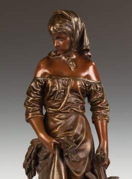 Eutrope Bouret (French, 1833-1906) Bronze of a Lady with Sheaves of Wheat