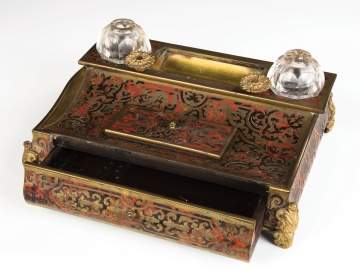 Brass and Bronze Boulle Desk  Set with Drawer