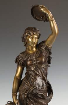 Bronze of a Middle Eastern Woman with Tambourine and Goat