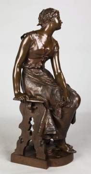 André Paul Arthur Massoulle (French, 1851-1901) "Young Woman Sitting" Bronze