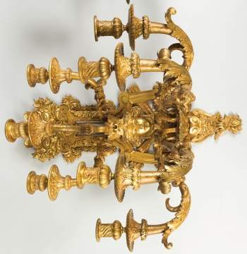 Pair of French Gilt Bronze 7-Arm Wall Sconces