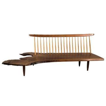 George Nakashima (American, 1905-1990) A Fine Free Form Conoid Bench