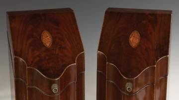 A Fine Pair of Federal Figured Mahogany Inlaid Knife Boxes