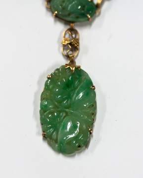 Carved Jade and Gold Necklace