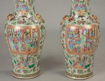 Pair of Chinese Famille Rose Floor Vases