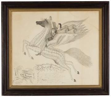 O.E. Bartlett Calligraphy "The Poet and Pegasus"