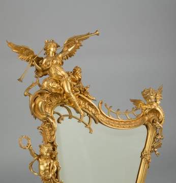 A  Fine Gilt Bronze Harp Form Mirror