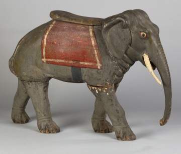 Carved and Painted Elephant Carousel Figure