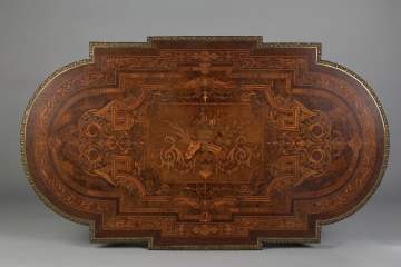 French Kingwood & Marquetry Center Table with Drawer