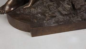 Mathurin Moreau (French, 1822-1912) Bronze of  Woman Spinning Yarn