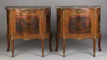 Pair of French Vermis Marten Style Commodes