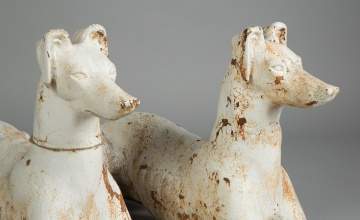 Pair of Cast Iron Whippets, Probably J.W. Fiske, NY