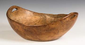 Oval Burl Bowl with Carved Handles