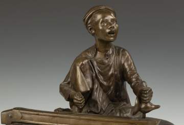 Hoang-Xuan Lan, Bronze of a Young Asian Boy  Playing Musical Instrument