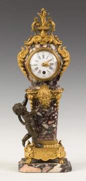 French Miniature Marble and Gilt Bronze Clock