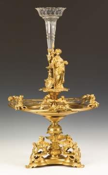 French Gilt Bronze and Cut Glass Centerpiece