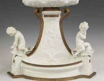 Porcelain and Gilt Bronze Centerpiece with Cherubs and Putti