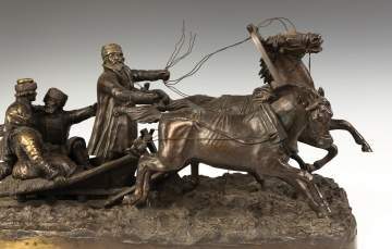 After Evgeni Alexandrovitch Lanceray (Russian, 1848-1886)  Group of a Troika, Bronze Sculpture