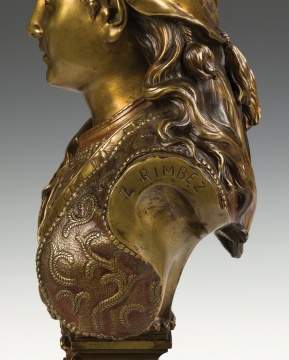 Zacharie Rimbez (French, 19th century) "Jeune Egyptienne" Patinaed Bronze Bust Middle Eastern Lady