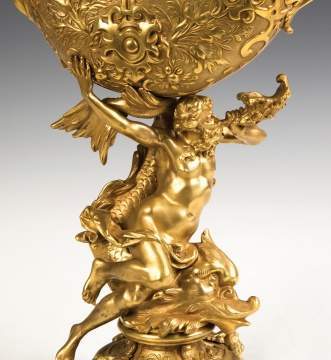 French Gilt Bronze Nautilus Shell Vase