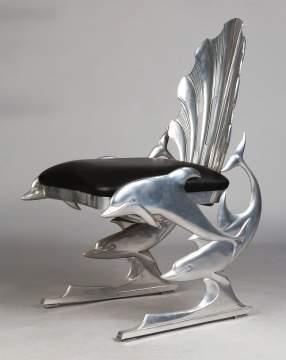 Ray Lewis, Pair of Cast Aluminum Dolphin Chairs