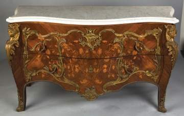 Louis XV Style Serpentine Marble Top Commode