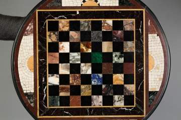 Specimen Stone and Mosaic Checkerboard Tabletop