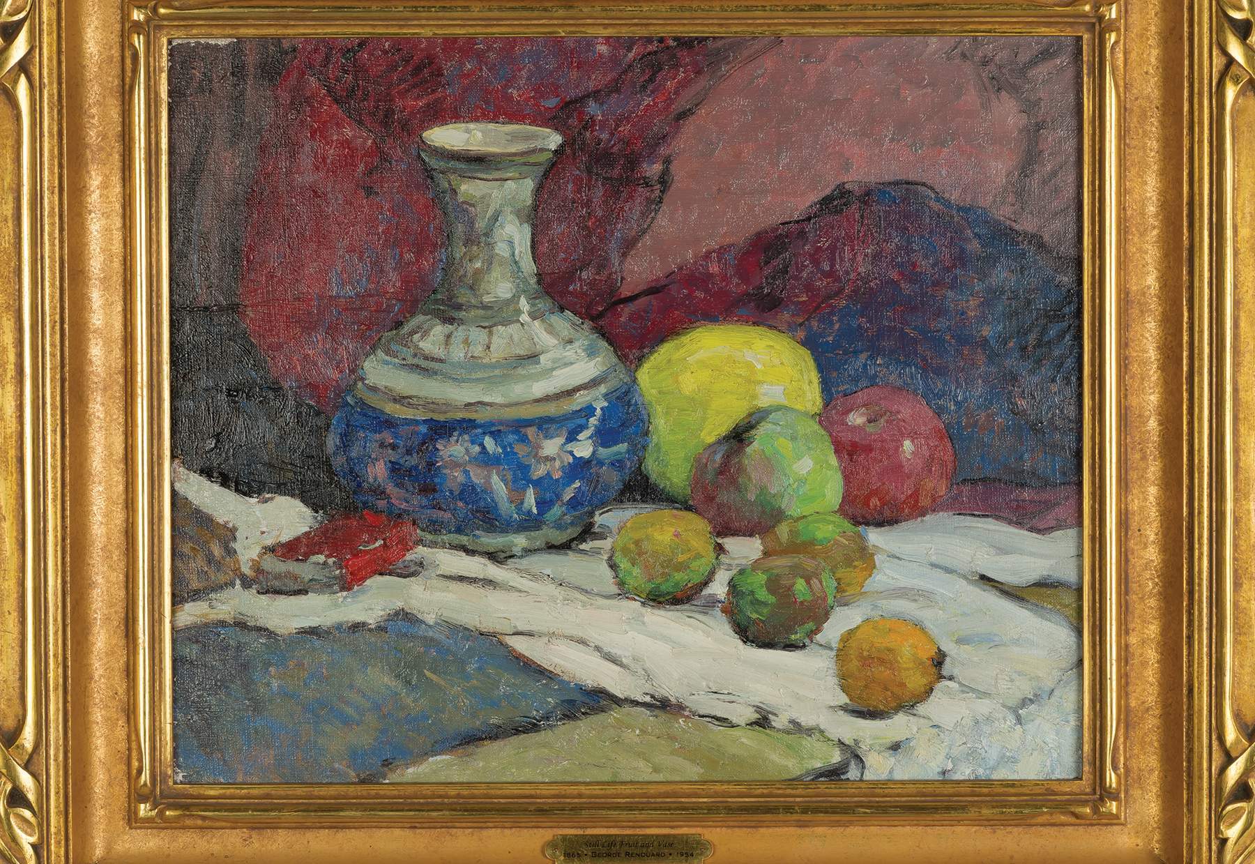 Renouard (American, 18841954) Still Life of Fruit and Vase