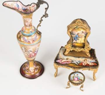 Viennese Enameled Ewer and Dressing Table with Music Box