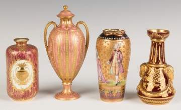 Four Hand Painted Porcelain and  Enameled Cabinet Vases