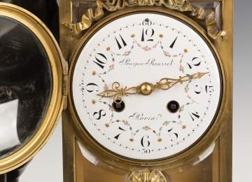 Prosper Roussel French Gilt Bronze and Marble Mantel Clock