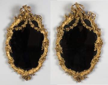 Pair of Continental Gilt Wood Mirrors
