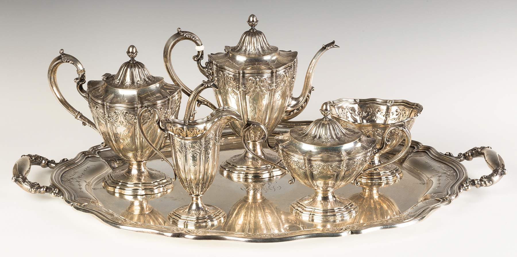 Six Piece Gorham Sterling Silver Tea Set Cottone Auctions