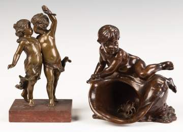 Two Bronze Putti Sculptures