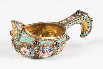 Russian Enameled and Jeweled Kovsh