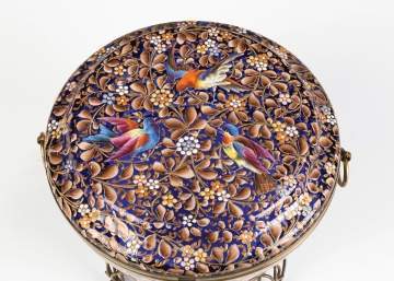 Moser (Probably) Jewelry Box with Enameled Birds and Flowers