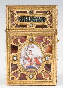 Fine Louis XV Gold, Diamond and Mother of Pearl Carnet de Bal