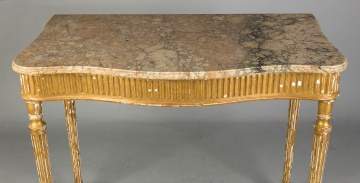 French Gilt Wood and Marble Top Console Table