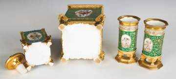 French Hand Painted Porcelain with Gilt Decorations