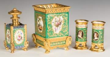 French Hand Painted Porcelain with Gilt Decorations