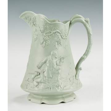 English Saltglaze Molded Relief Pitcher