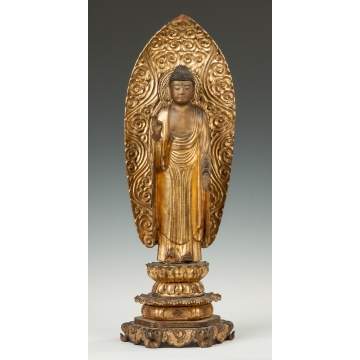 Japanese Carved and Gilt Wood Amida Butsu