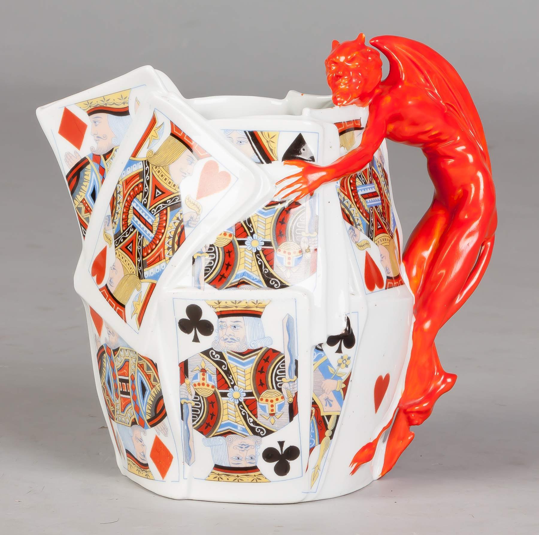 Royal Bayreuth Pitcher, Devil and Cards Cottone Auctions