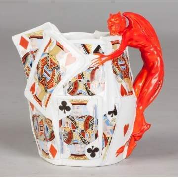 Royal Bayreuth Pitcher, Devil and Cards