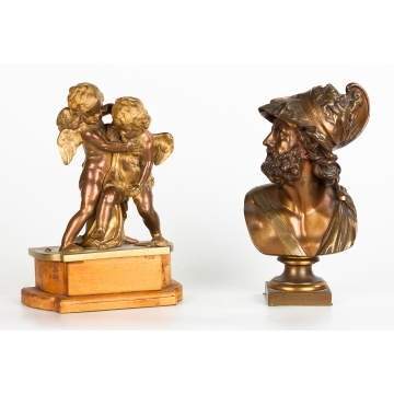 Bronze of Cherubs & Classical Bust