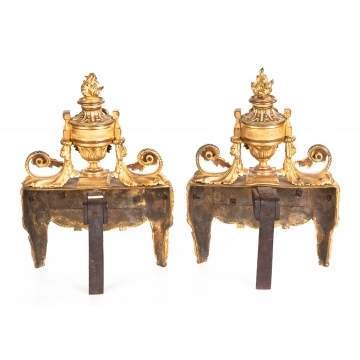 Pair of French Gilt Bronze Chenets