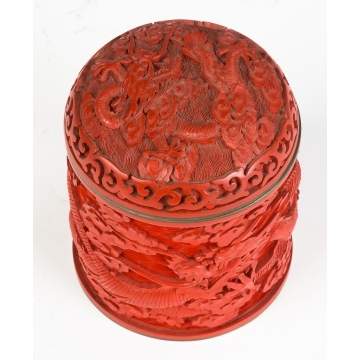 Asian Cinnabar Lacquer Carved Box