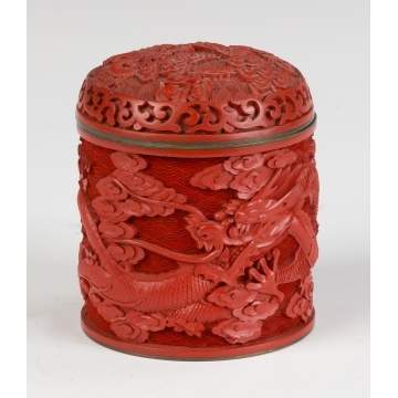 Asian Cinnabar Lacquer Carved Box