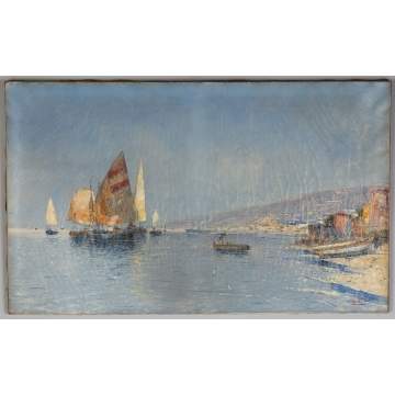 C. Bellini (Italian, 19th Century) Harbor Scene