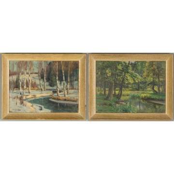 Frank A. Barney (American, 1862-1954) 2 Paintings